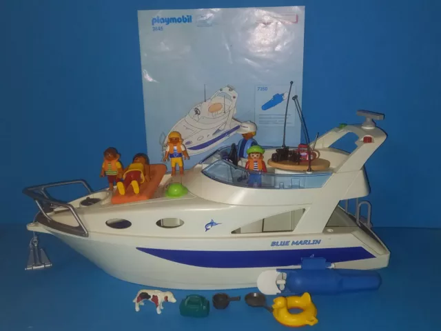 Playmobil 3645 Yacht Blue Marlin Schiff Boot Komplett mit 7350 Unterwassermotor