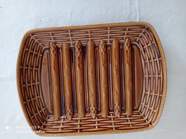 PLAT A ASPERGES EN CERAMIQUE ELCHINGER FRANCE - VINTAGE