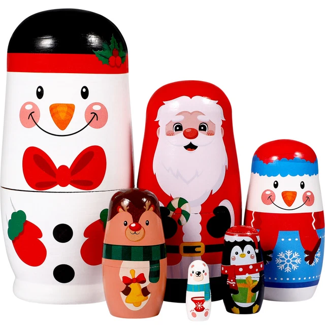 Fydun poupées gigognes de Noël 5 pièces de Noël peint à la main mignon