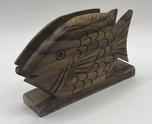 Vintage Handmade & Carved Wooden Letter Angel Fish Design Made In India