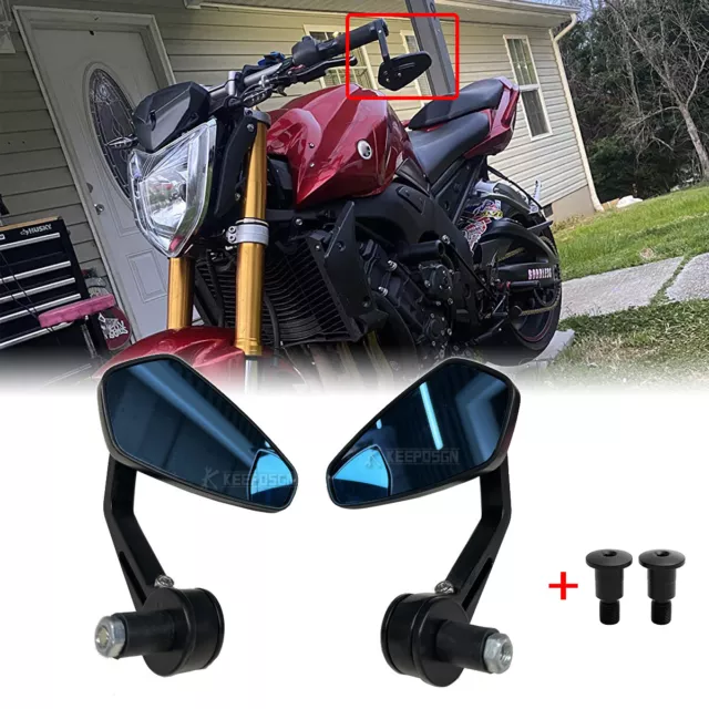 7/8" Bar End Mirrors + M16 Adapter For Yamaha FZ1 FZ09 FZ07 MT-07 MT-09 MT-10 UK