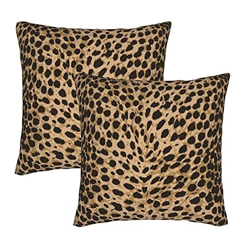 Leopard Skin Wild Animal Print Throw Pillow Cover 18x18 Inch Set of 2