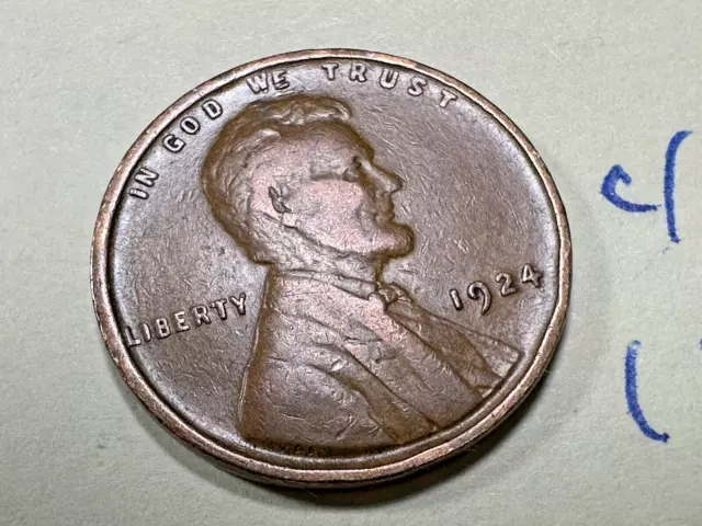 1924 1C BN Lincoln Cent Wheat Penny 4957N
