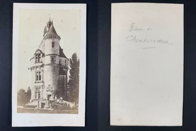 France, Chenonceaux, Le château Vintage cdv albumen print, CDV, tirage albumin