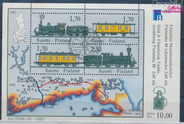 Briefmarken Finnland 1987 Mi Block3 gestempelt Eisenbahn (10343789