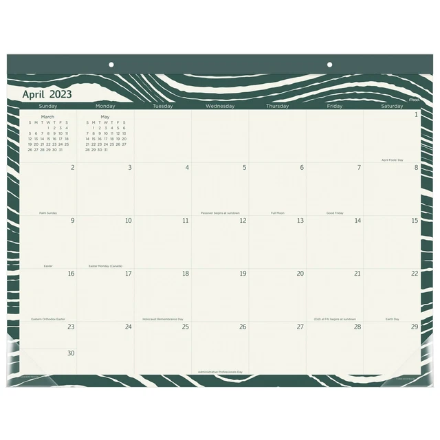 MEAD ARTISAN ACADEMIC 2023-2024 Monthly Desk Pad Calendar Wave Standard