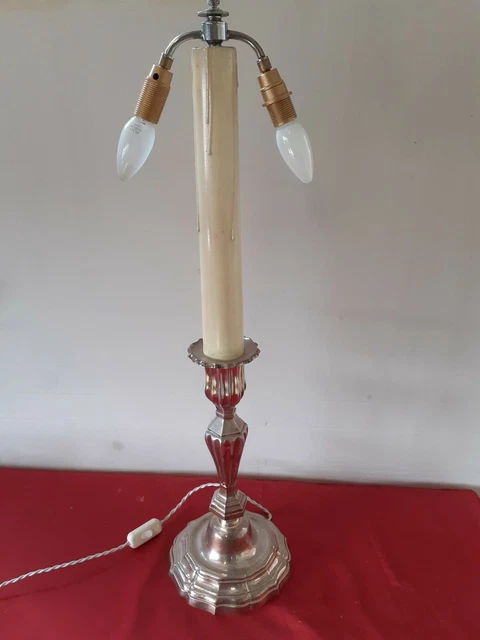 grand pied de Lampe  en bronze argenté  style Louis XV
