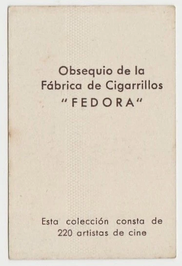Veronica Lake 1952 Fernando Fuentes Tobacco Card #14 Fedora Film Star E5 2