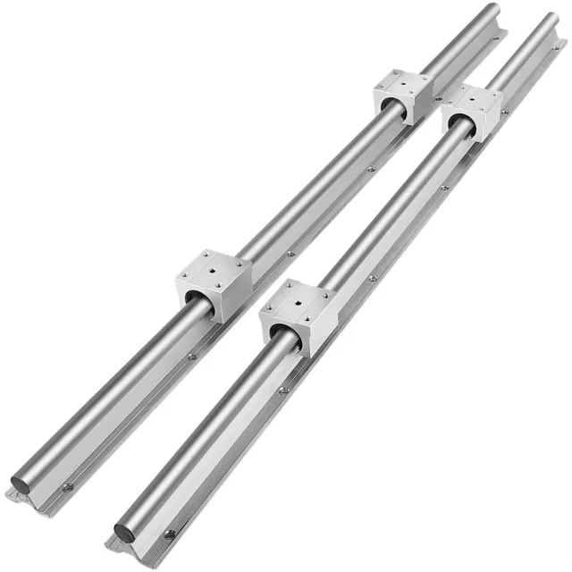 VEVOR Miniature Rail Linéaire Guide 600 mm 2 Arbres de Rail 4 Blocs Coulissants