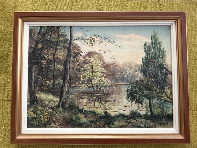 CHARETTE DANS L' ETANG , huile sur toile 64x45cm, signée GB EUR 45,00 - FR CHARETTE DANS L' ETANG , huile sur toile 64x45cm, signée GB EUR 45,00 - FR