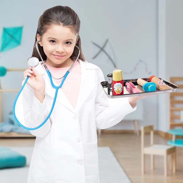 Play-Act Malette De Docteur Pour Enfant – 16 Pièces Avec Stéthoscope Réaliste, Thermomètre Infrarouge Et Effets Sonores – Dès 3 Ans