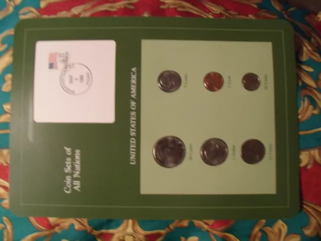 Coin Sets of All Nations United States 1979 - 1986 UNC  w/card 25 cent 1985