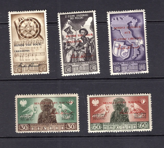 Polish Army Occupation of Italy 1946 overprint MNH short set of 5