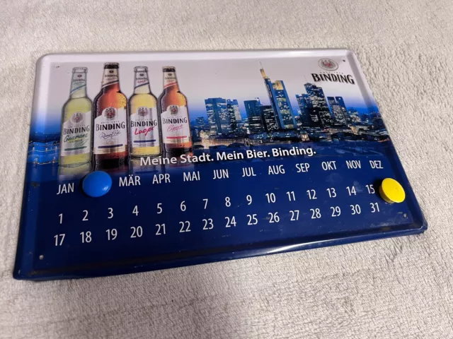 Blechschild - Binding Bier, Immer werdender Magnet Kalender 30x20 cm