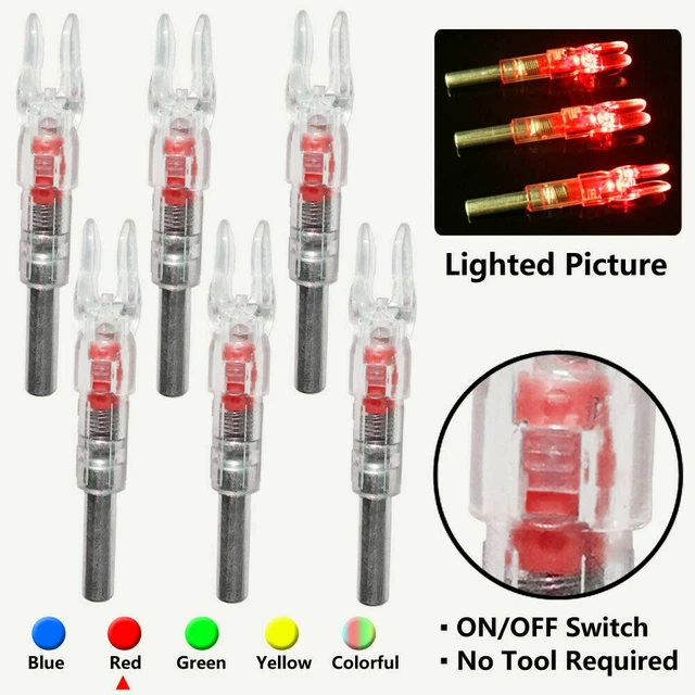 6Pcs Automatic LED Lighted Nocks Shooting Archery Arrows 6.2mm Arrow Nock Tail