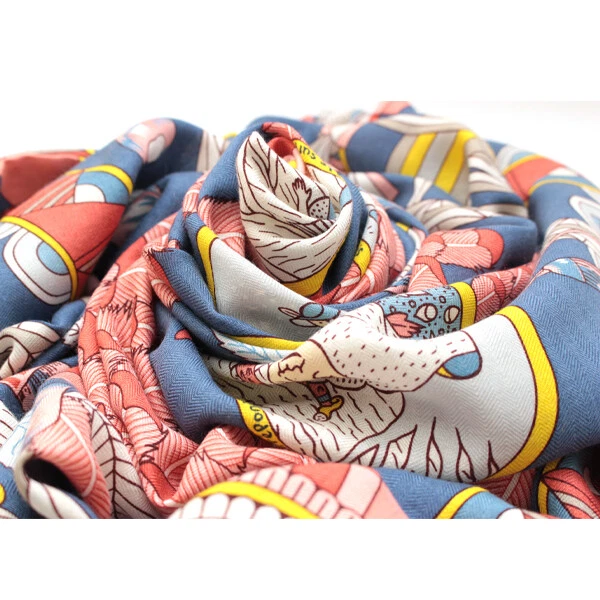 Hermes/Hermes Carré140 Magic Wand Umbrella Scarf Blue Jean Unisex