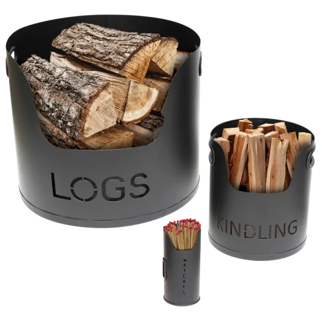 Valiant Fireside Storage Set for Logs, Kindling and Matches