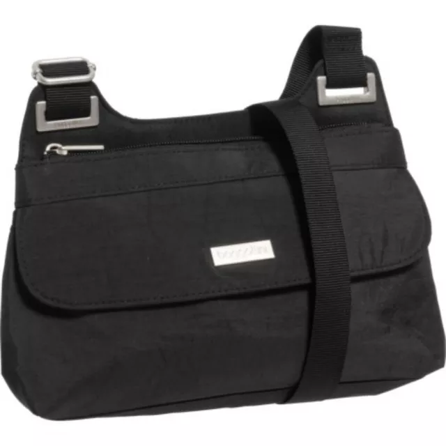 Baggallini Crossbody Flap Purse Black EUC Small Adjustable Strap Organizer Slots