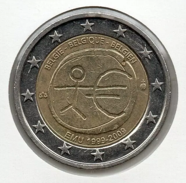 Moneda de Bélgica 2€ 2009 km#282 (Unión Económica y Monetaria) Usada Ref. M 1562