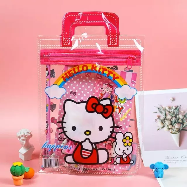 7PC Hello Kitty Girls Kids Stationery Set Pencil Rubber School Kit Gift UK NEW