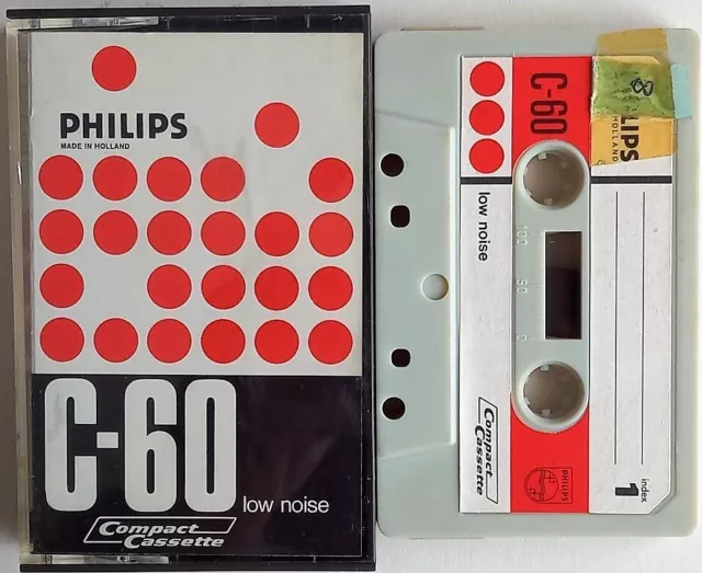 Philips C-60 Low Noise Cassette Tape Made In Holland vintage collectable