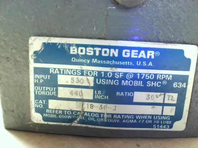 BOSTON #718-30-J 30: 1 Ratio Gear Réducteur - Neuf sans Boite