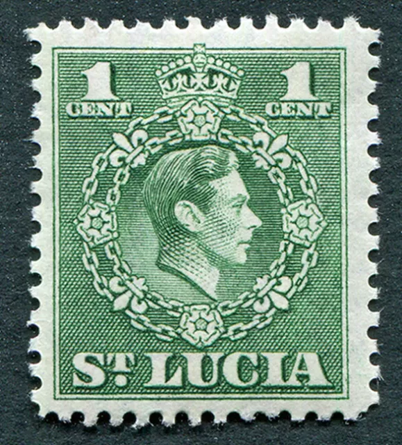 ST LUCIA 1949-50 1c green SG146 mint MH FG King George VI KGVI PERF 12.5 #A04