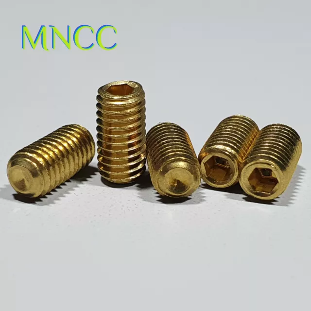 1pc~10pc M5 x 5mm ~ 10mm Brass Cup Point Grub Set Screws Brass Hex Socket DIN916