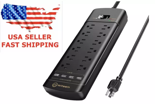 Power Strip 12-Outlet , Witeem Surge Protector with  (1875W/15A, 4360Joules)
