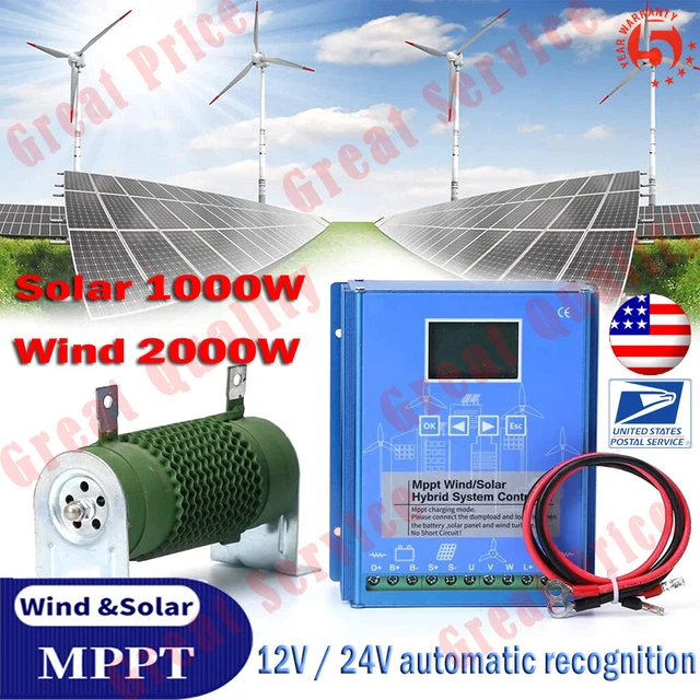 HYBRID WIND SOLAR Charge Controller 2000W MPPT 12/24 Auto Battery