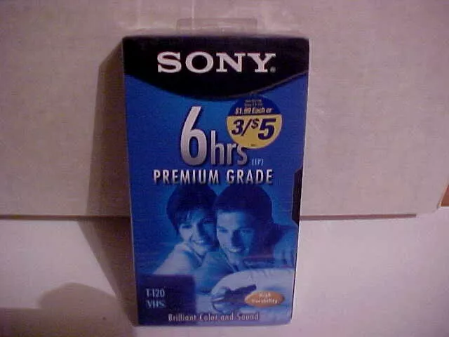 Brand New Sealed SONY Premium Grade 6 Hours T-120 VHS BLANK TAPE