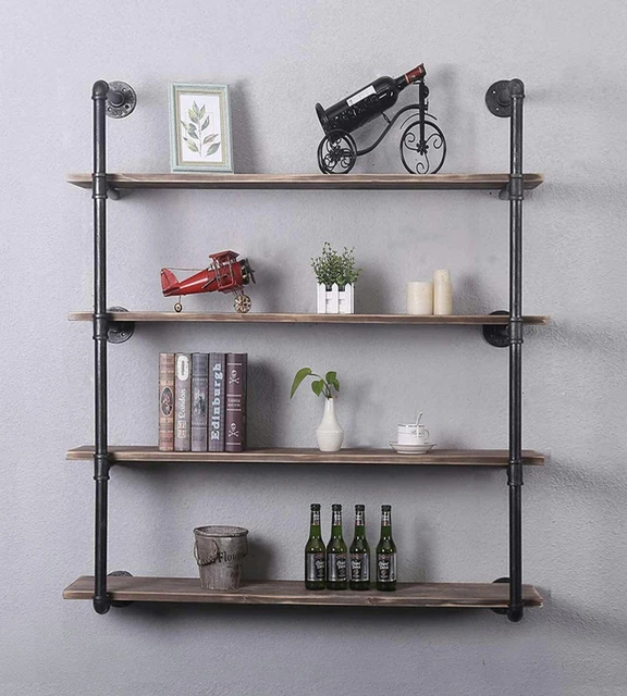 4 Tier 52" Height Retro Floating Shelves Vintage Open Bookshelf DIY Storage
