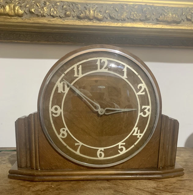 OAK METAMEC ART Deco Electric Mantel Clock Arabic numerals 56.96