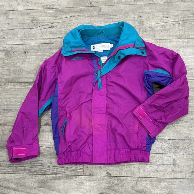 Columbia Bugaboo Kids vintage 90's Bold Purple & Aqua Ski Jacket Sz L large
