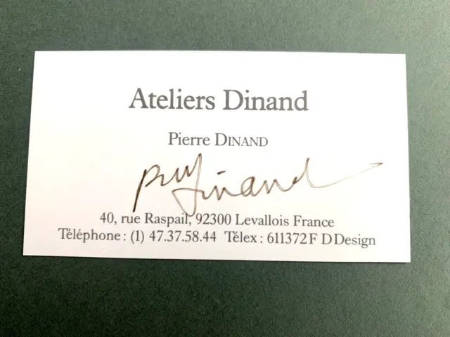 PIERRE DINAND 'Flakondesigner' Mode  signed Visitenkarte 5x9 Autogramm