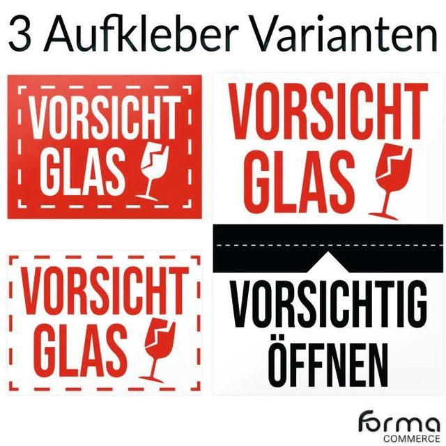 VORSICHT GLAS AUFKLEBER Versand Etikett Zerbrechlich Paketaufkleber Fragil Paket EUR 2,85