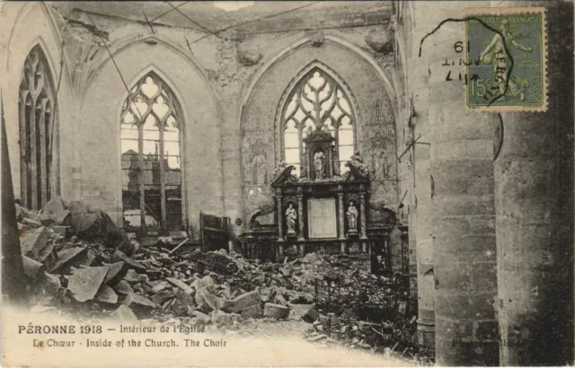CPA Military War PERONNE Church Interior (807625)