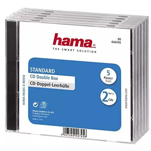 Hama CD-Doppel-Leerhülle (5er-Pack, Standard, CD-Hüllen) transparent/schwarz