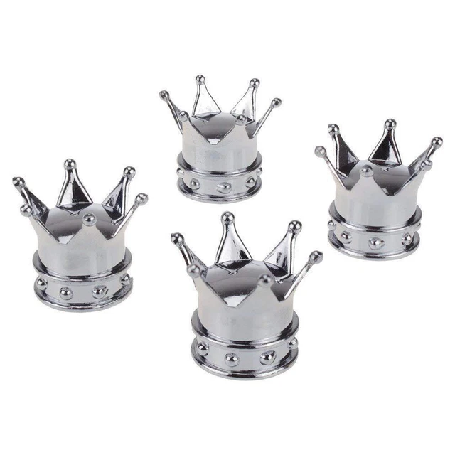 4Pcs Wheel Air Stem Valve Caps Decoration Crown Valve Cap for Car-Truck-Hot Rod