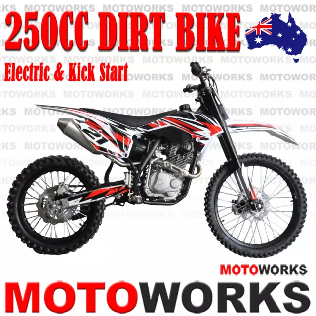 Motoworks 250CC bigfoot DIRT TRAIL PIT MOTOR 2 WHEELS PRO BIKE Electric Start rd