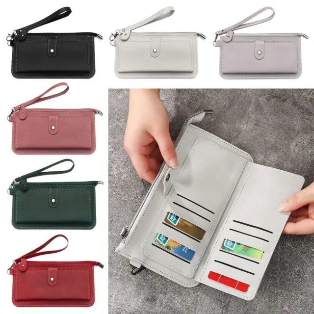 Women Clutch Card Holder Purse Zipper Wallet Buckle Long Purse PU Leather