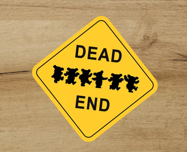 Grateful Dead Deadhead Bears Dead End Sign 5in Bumper Sticker Jerry Garcia