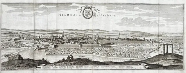 Hildesheim Panorama Niedersachsen Gesamtansicht Kupferstich Merian 1650