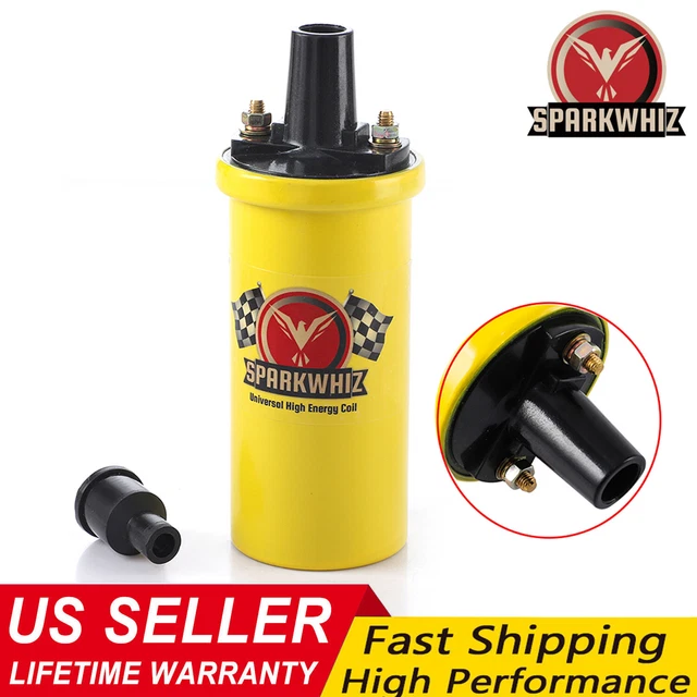 8140 Ignition Oil Coil 42000v 1.4 Ohm Primary Points - Good Up To 6500 Yellow