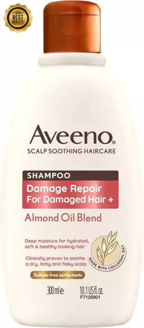 Aveeno Damage Repair Almond Oil Scalp Soothing Shampoo for Damaged Hair 300ml