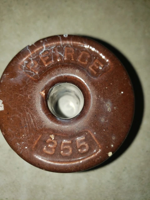 Vintage Peirce 355 3" x 3" Brown Ceramic Insulator, Some Flaws, Decent, Salvaged
