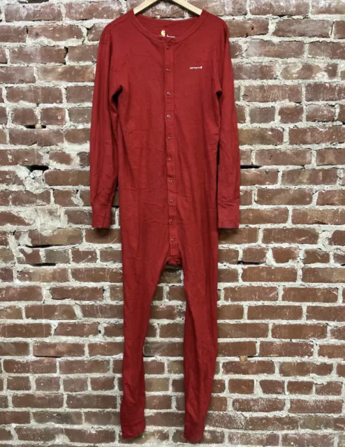 MENS RED CARHARTT Union Suit Size XL Base Layer Long Johns Thermal