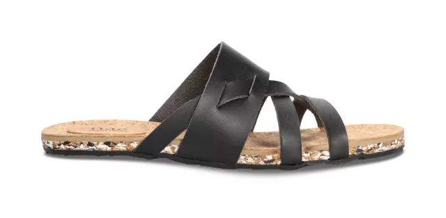 Vegan sandal criss-cross flat backless cushioned organic cork recycled rubber