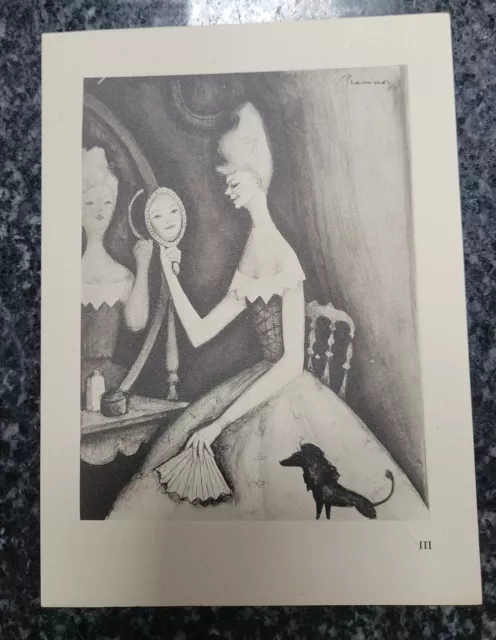 Art Deco Litho By FRANÇOIS SALVAT Or RENÉ POIRIER Circa 1943 LADY WITH MIRROR