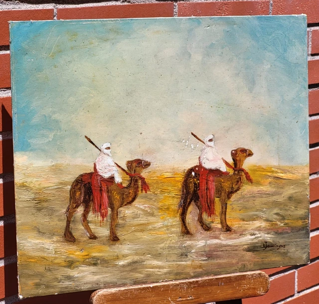 Tableau Orientalisme signée titré datée. Peinture huile sur Carton Entoilé.